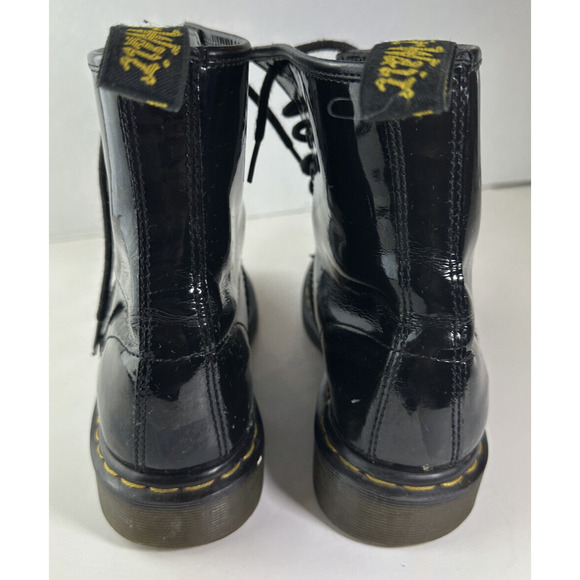 Doc Dr. Martens Shiny Patent Leather 1469 Boots Black Lace Up Women's Size 9 - Picture 11 of 16